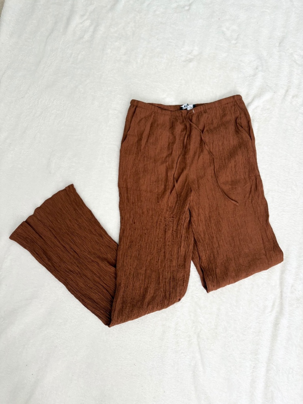 Zara Pants Women's Medium Copper Tie Waist Wide Leg